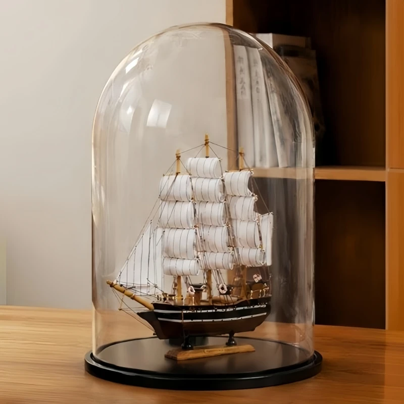 40*50cm Super Big Size Glass Dome Vase Home Decoration Black Base Transparent Figurine Dusty Cover DIY Wedding Friend Favor Gift