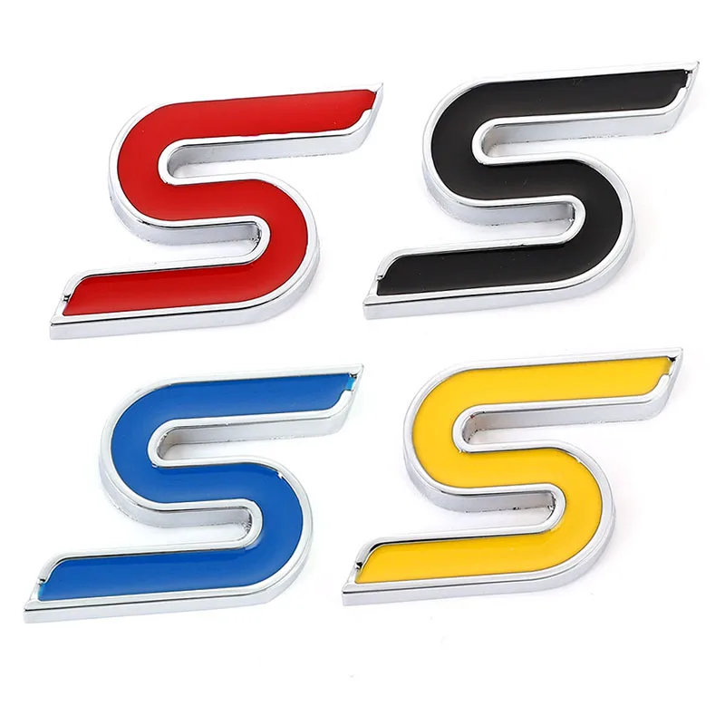 3D Metal S Front Grille Chrome Emblem Badge Car Stickers Decals for Ford Focus Fiesta Ecosport Kuga Mondeo Everest Car Styling