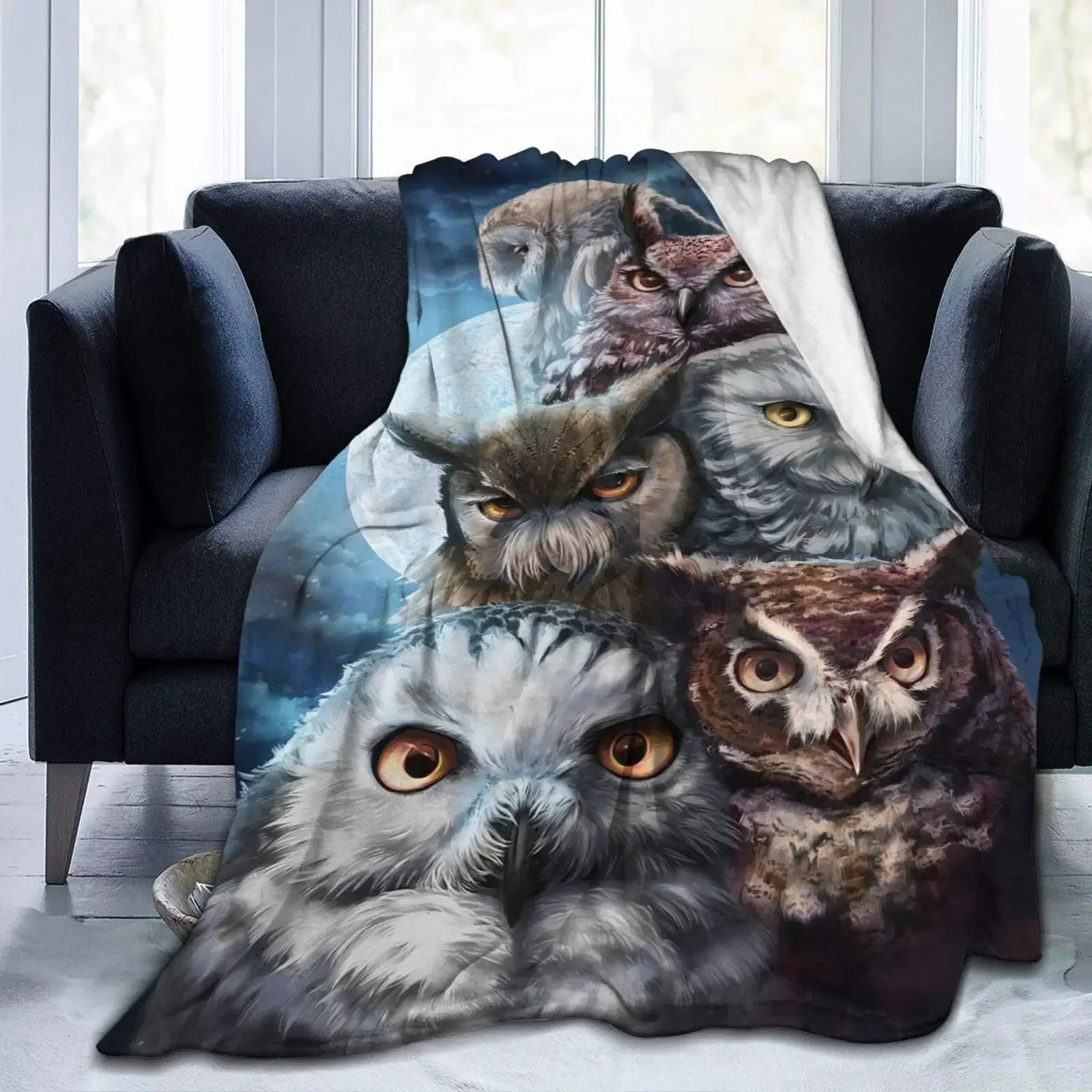 Owl Blanket Cute Blankets Soft Warm Throw Blanket Owl Gifts for Owl Lovers, Machine Wash Air Conditioning Blankets for Bed Sofa