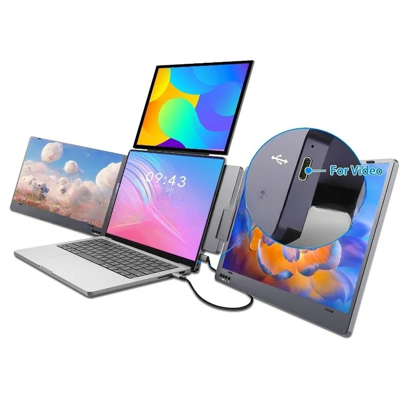 One-line dual-screen, three-screen monitor suitable for financial analysis video editing