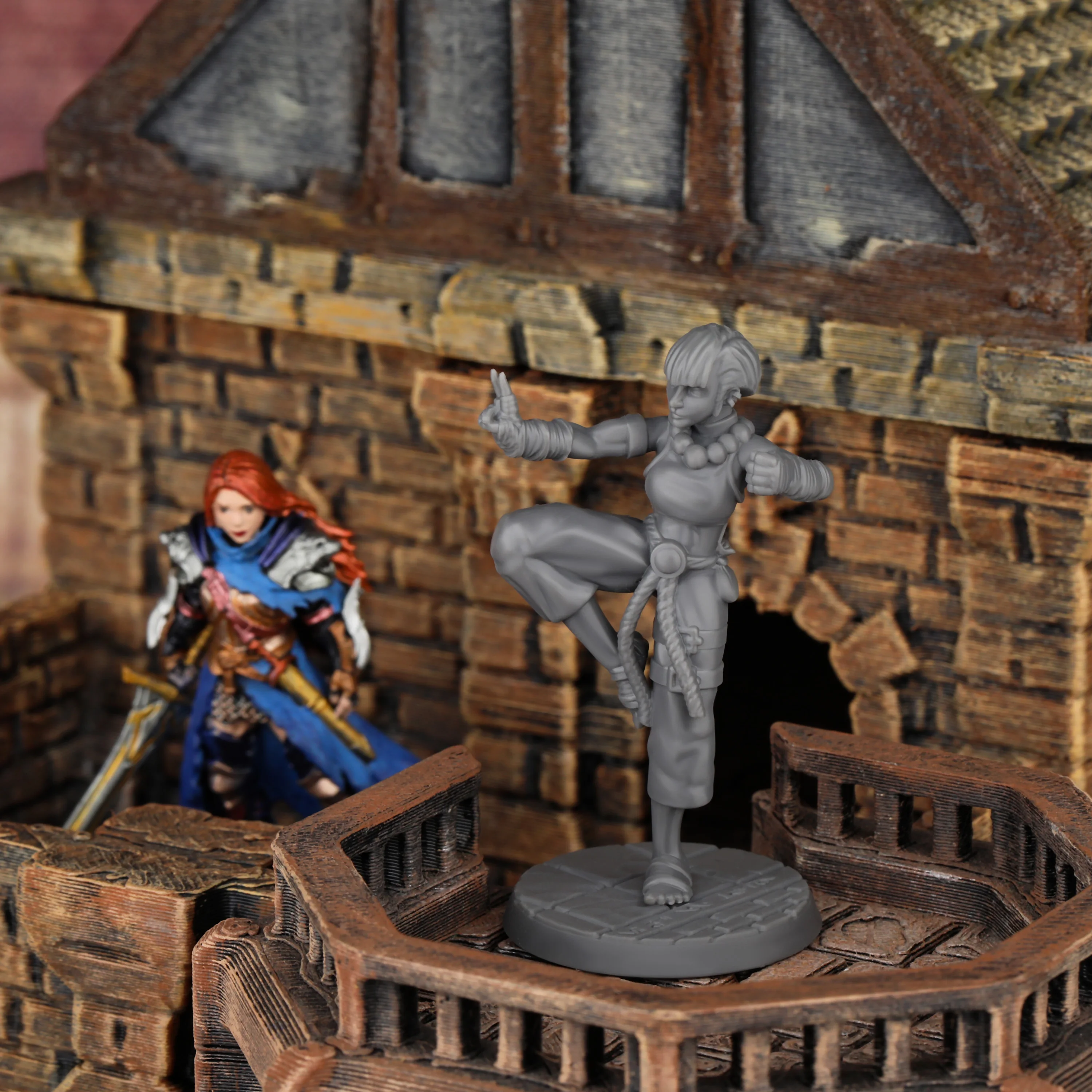 25mm Female Battle Monk Miniature - Tabletop RPG Game Room Decor, TTRPG Collectible Gift for Friends