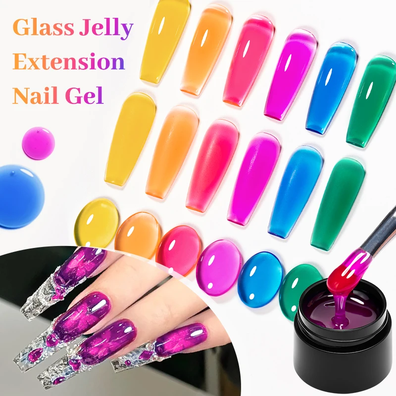 8ml Glass Jelly Quick Extension Gel Nail Polish Glazed Color Semi Permanent Soak Off UV Construction Gel For Nail Extensions DIY