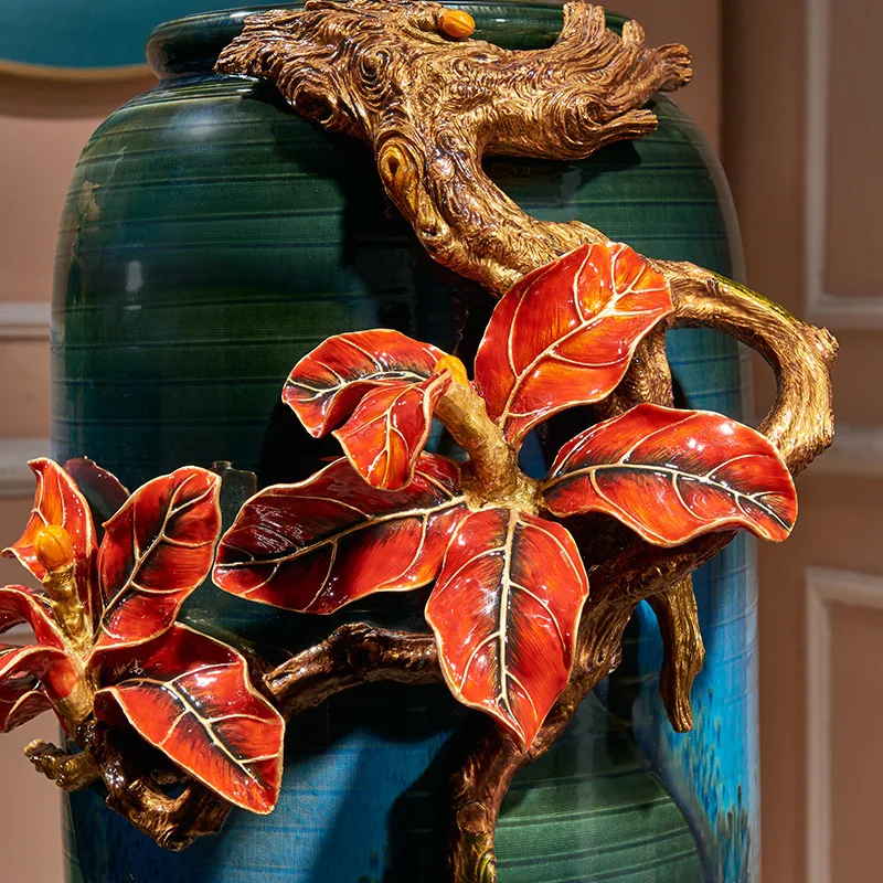 Enamel color floor-to-ceiling large vase ceramic decoration New Chinese company villa soft decoration ornament