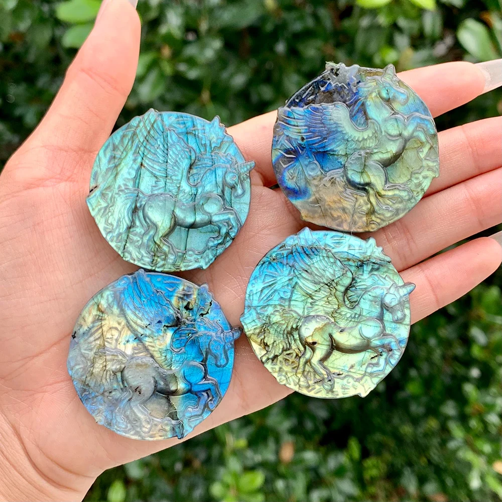 1PC Labradorite & Moonstone Unicorn Dream Wings Crystal carvings - perfect for gifts, party decorations and tabletop displays