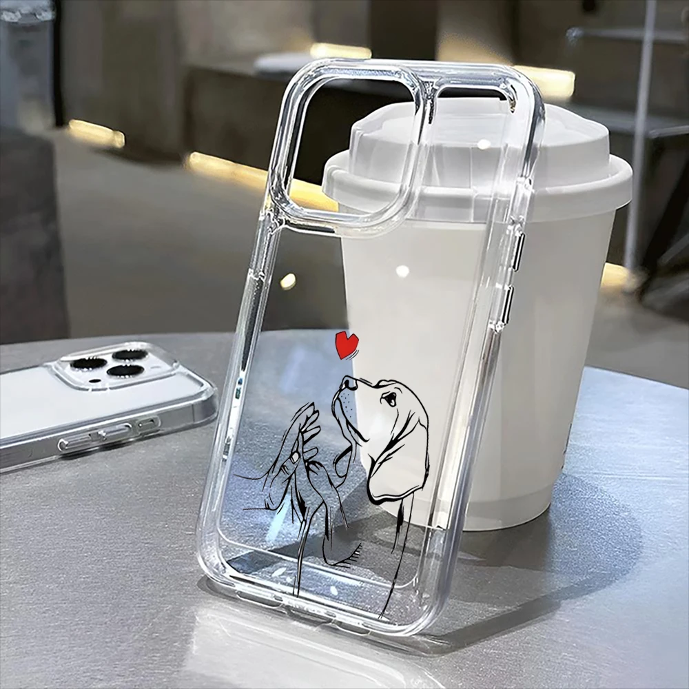 

High-five dogs transparent phone case for iPhone17Pro Max 17Pro 16Plus 17 16 16Pro Max 15Pro 15 13 13Pro 14 12 11Pro Max Plus