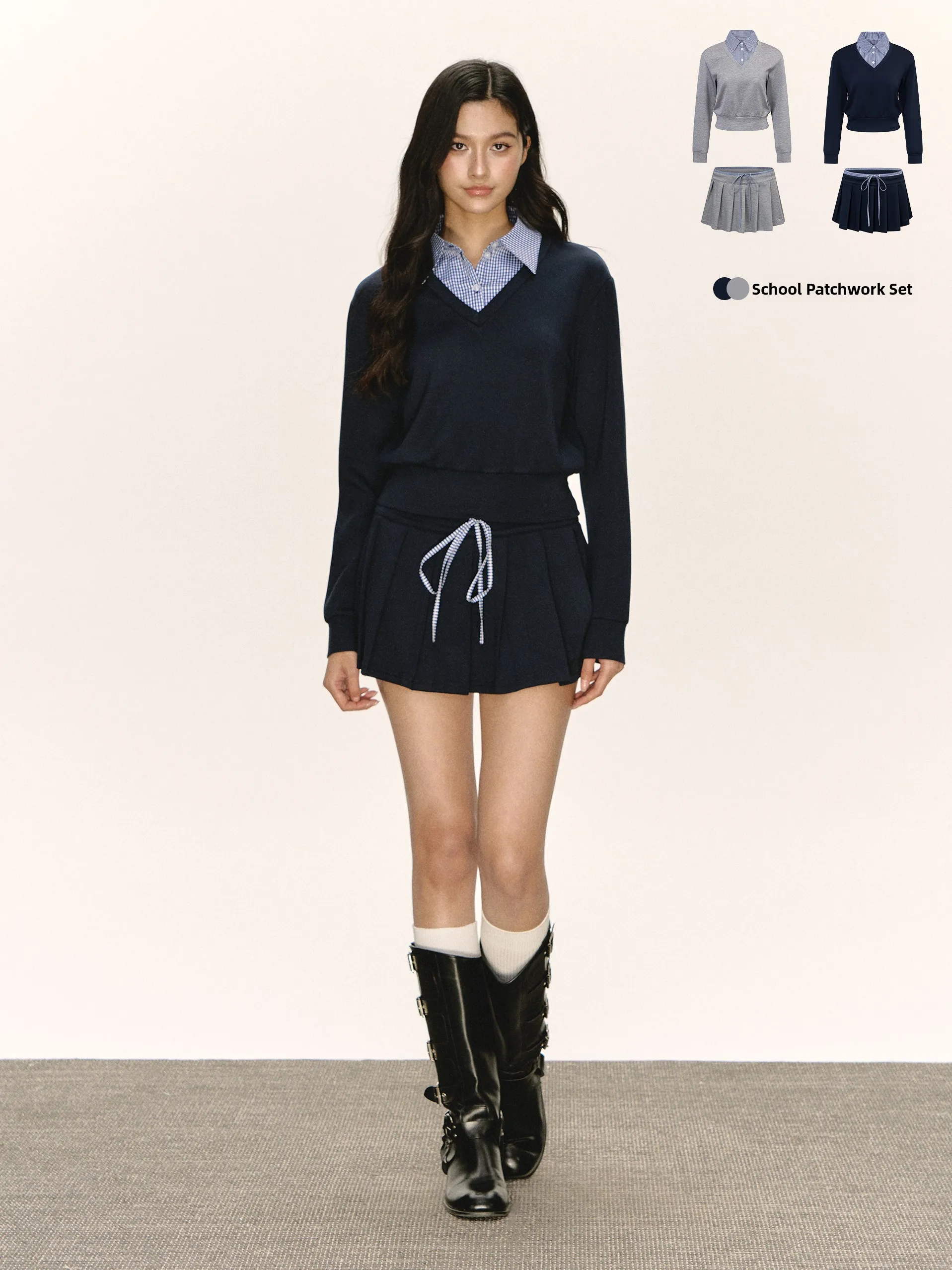 

Женский комплект Ariseism American Sle Retro Faion ort Sve irt и юбка, костюм из двух предметов для молодых женщин