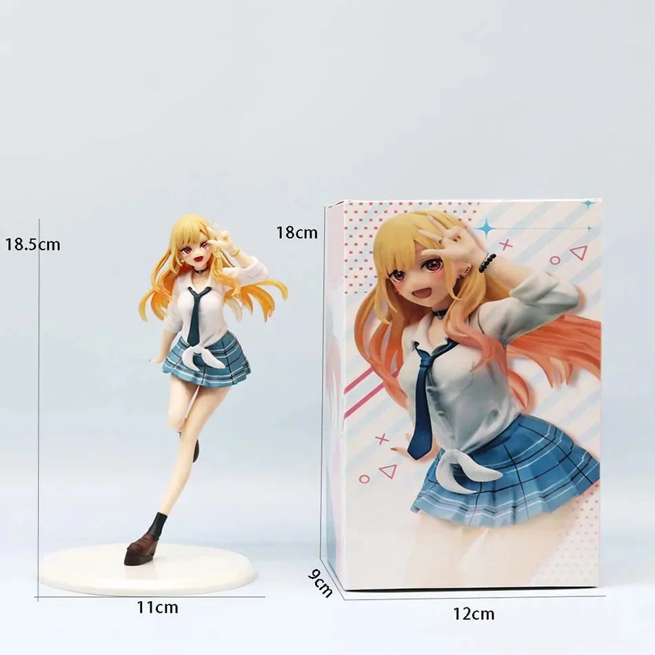 18CM Anime My Dress Up Darling Kitagawa Marin Figure School Uniform Dress Up Standing Model Toy Gift Action Figure For Kids PVC
