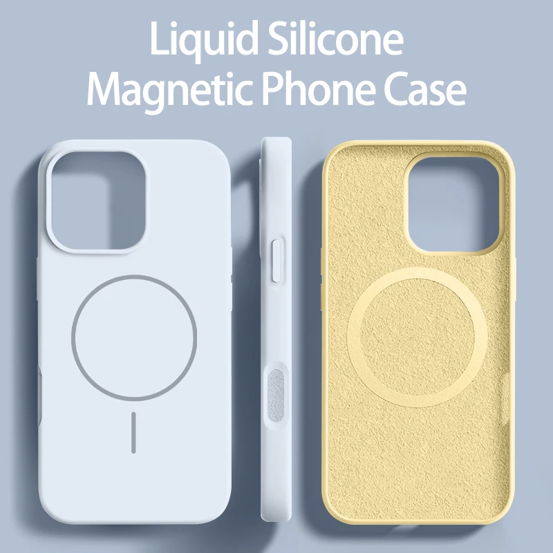 Original Liquid Silicone Soft Magnetic For Magsafe Phone Case For iPhone 16 Plus 15 14 13 12 Pro Max Plain Wireless Charge Cover