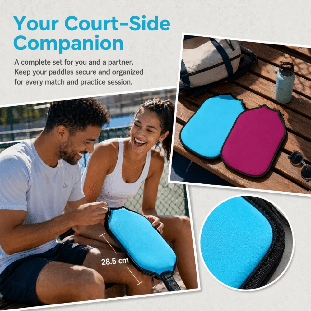 2PCS Soft Pickleball Paddle Cover Elastic Lightweight Pickleball Paddle Case Zippered Closure Protective Sleeve