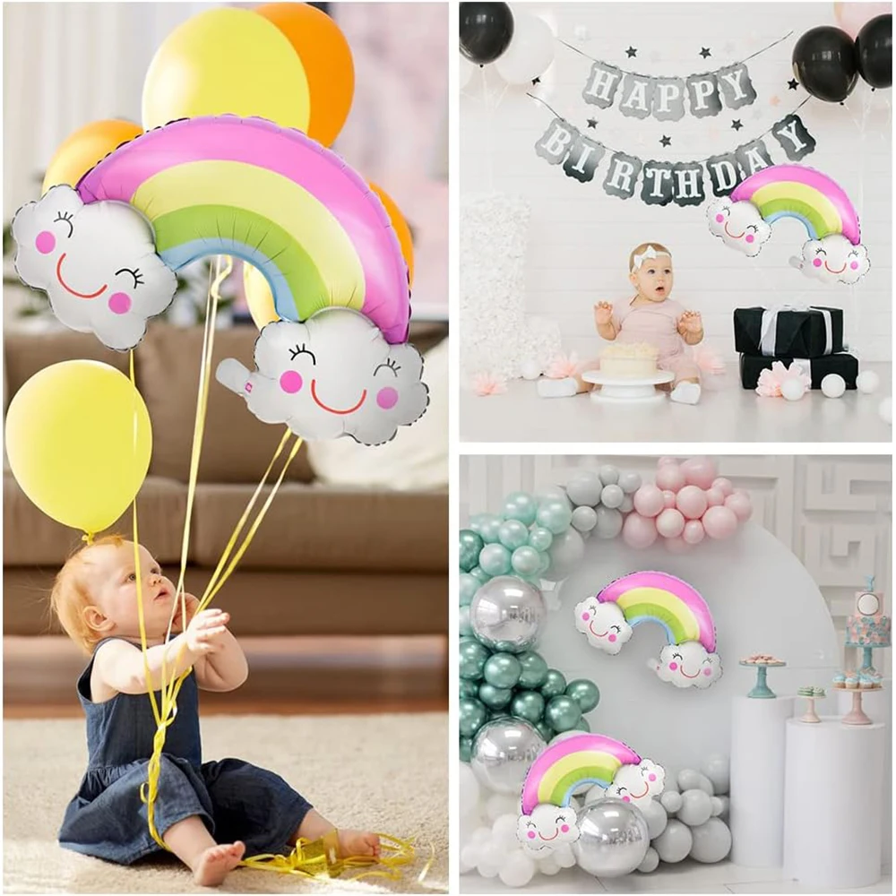 1/2pcs Big Rainbow Smile White Cloud Foil Balloon Birthday Party Decoration Kids Toy Ballon Home Decor Helium Globos Baby Shower