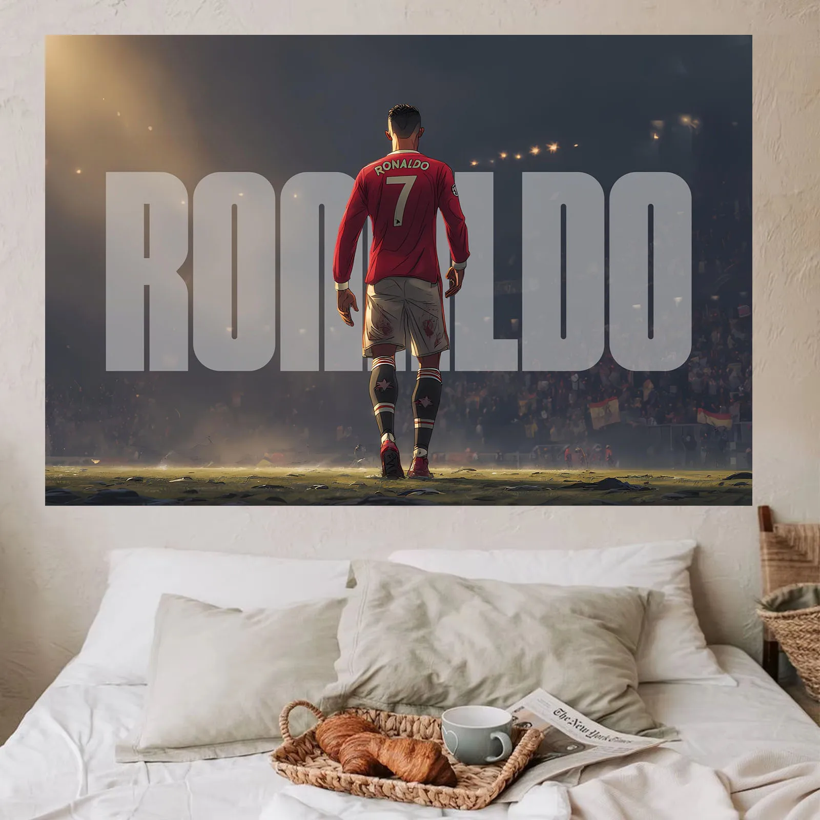 1pc NO.7 Ronaldo Back View Tapestry Print Polyester Wall Hanging Sports Trendy Dorm Bedroom Living Room Decoration Items