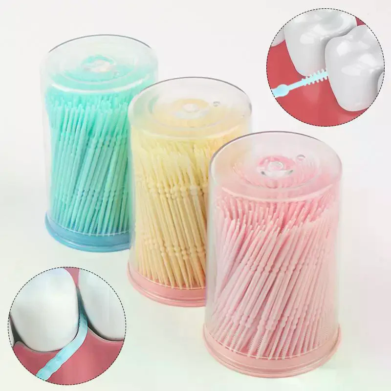 300/Pcs Double Head Disposable Toothpick Brush Plastic Toothpick Household Interdental Brush Teeth Picking Dental Floss