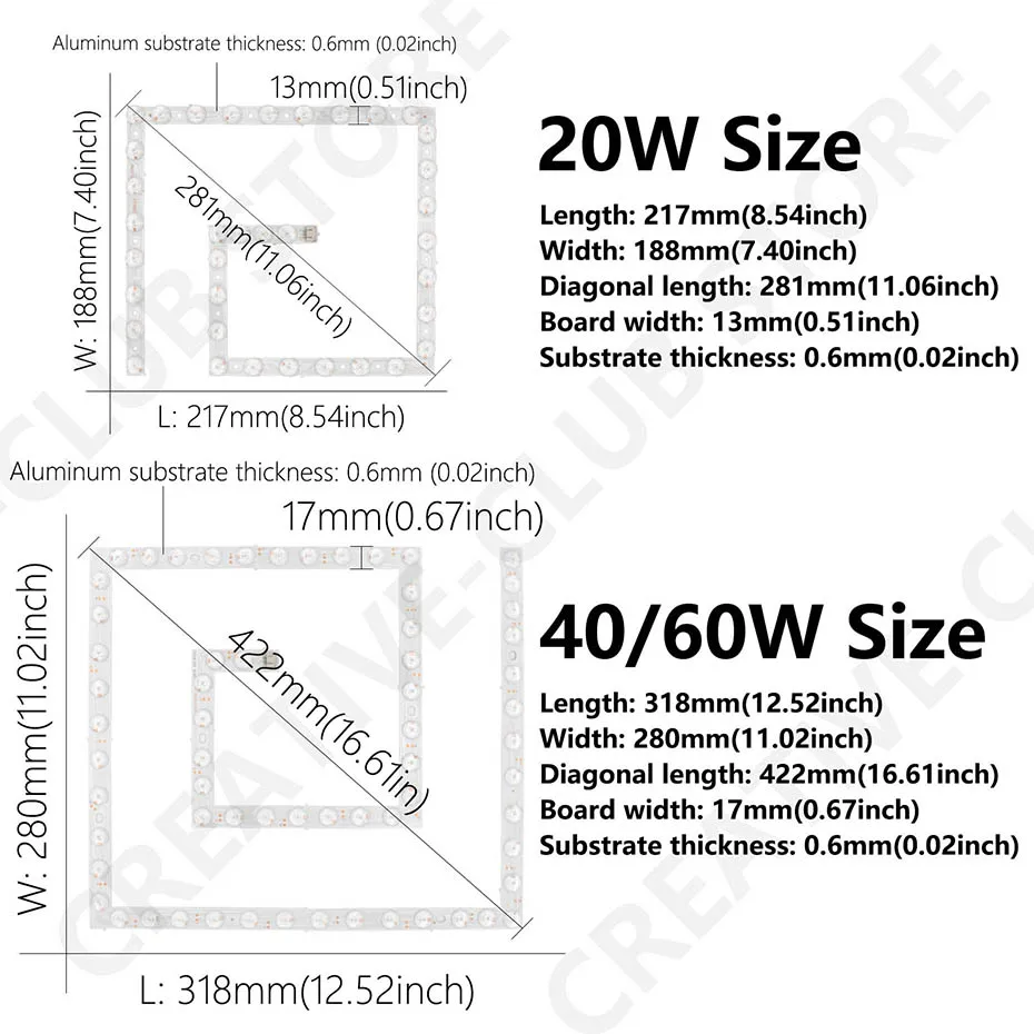 DIY Installieren Runde Quadratische Hohe Helligkeit LED Deckenleuchte PCB LED Warm Kalt Weiß Rund Ersetzen 20W 40W 60W 2D Rohr AC 220V – Detail 4