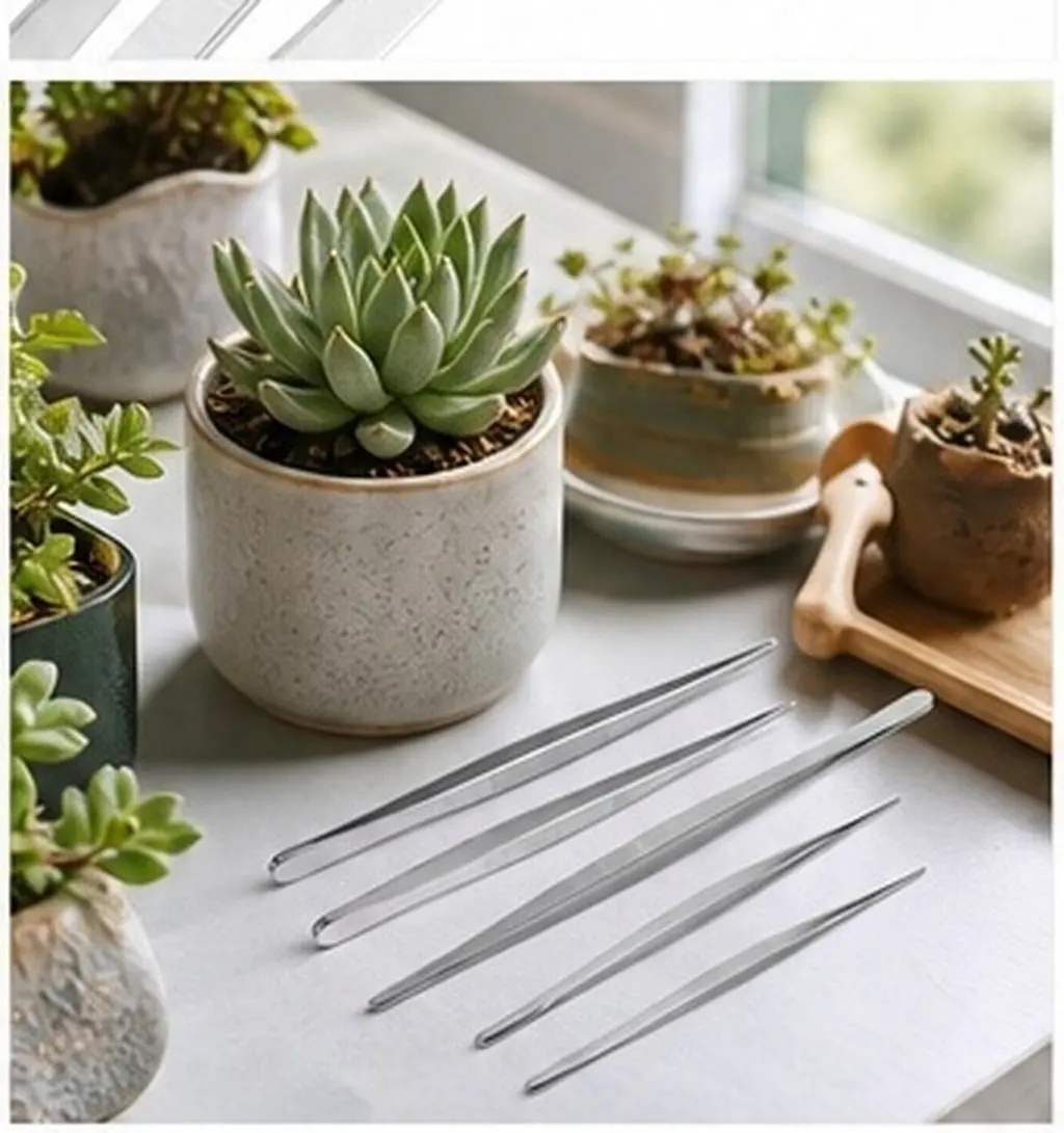 4Pcs Stainless Steel Tweezers Stable Lightweight Gardening Tool Portable Bonsai Succulent Plant Care Accessory