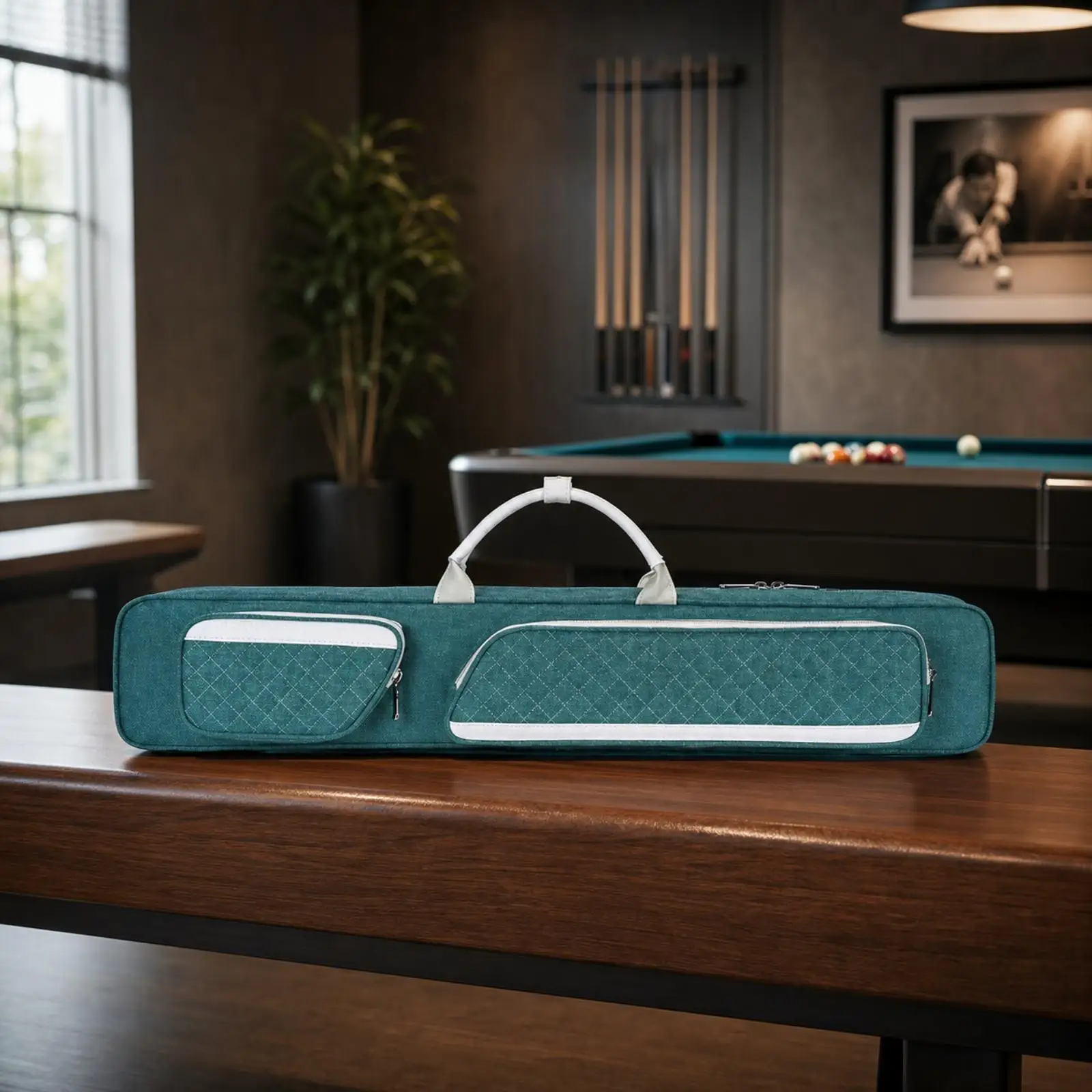 Pool Sticks Bag with Pockets Zippered Billiard Cue Carrier Case Portable for
