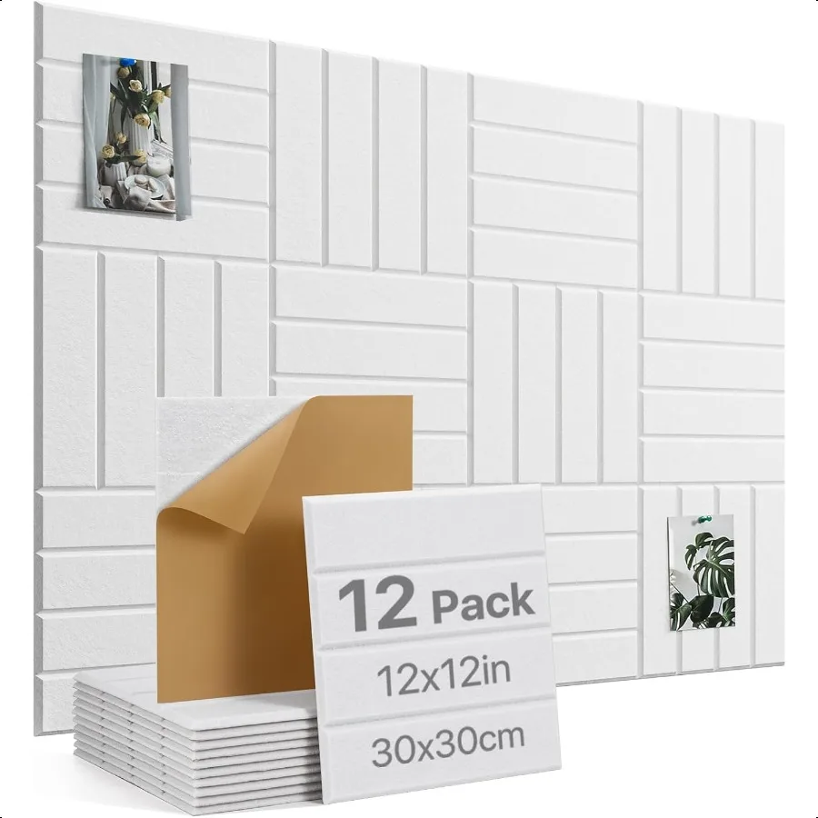 Grand tableau en liège, paquet de 12 carreaux de tableau d'affichage en feutre de 12 "x 12" x 0,4 pouces avec auto-adhésif pour décoration murale de bureau et de maison, planches en liège à broches