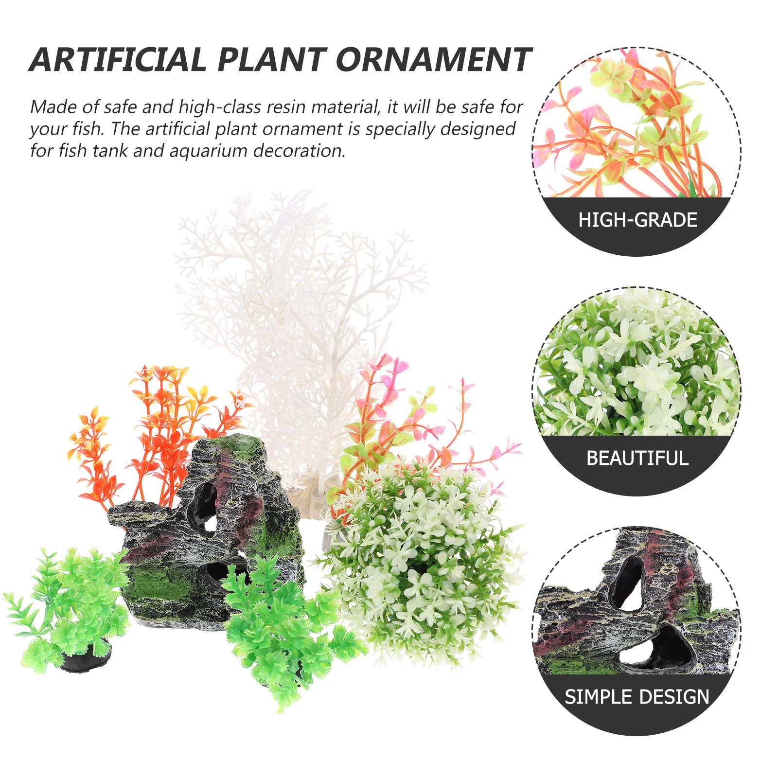 

1Set Fake Water Grass for Aquarium Chic High-Grade Fish Tank Supply Resin Decorative Aquatic Plant Compact Non- Tank