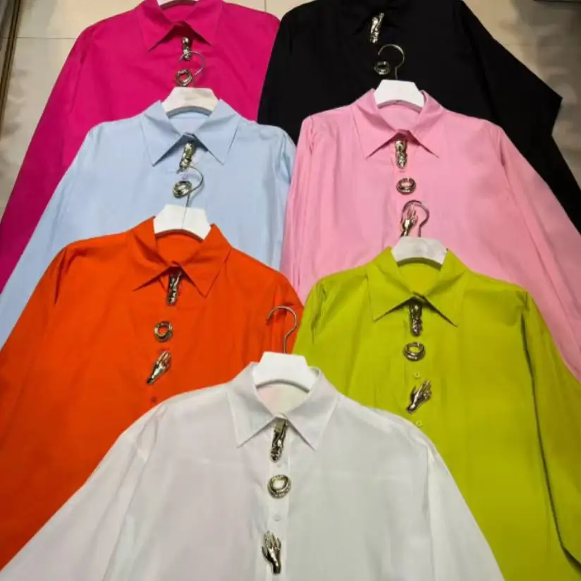 

Real Photo Luxury Brand Design Cotton Shirts Blouses Women's Long Sleeve Loose Casual Tops Woman Clothes