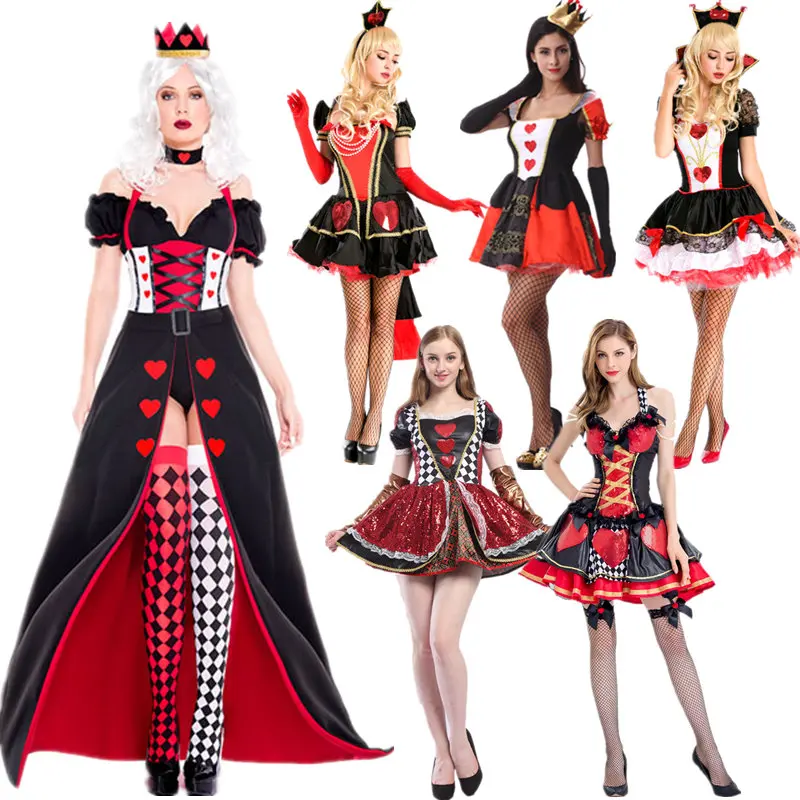 

Red Heart Queen Costume Women's Witch Outfit loween Queen Skirt Little Red Riding Hood Cosplay Polyester Fiber Stage Costume