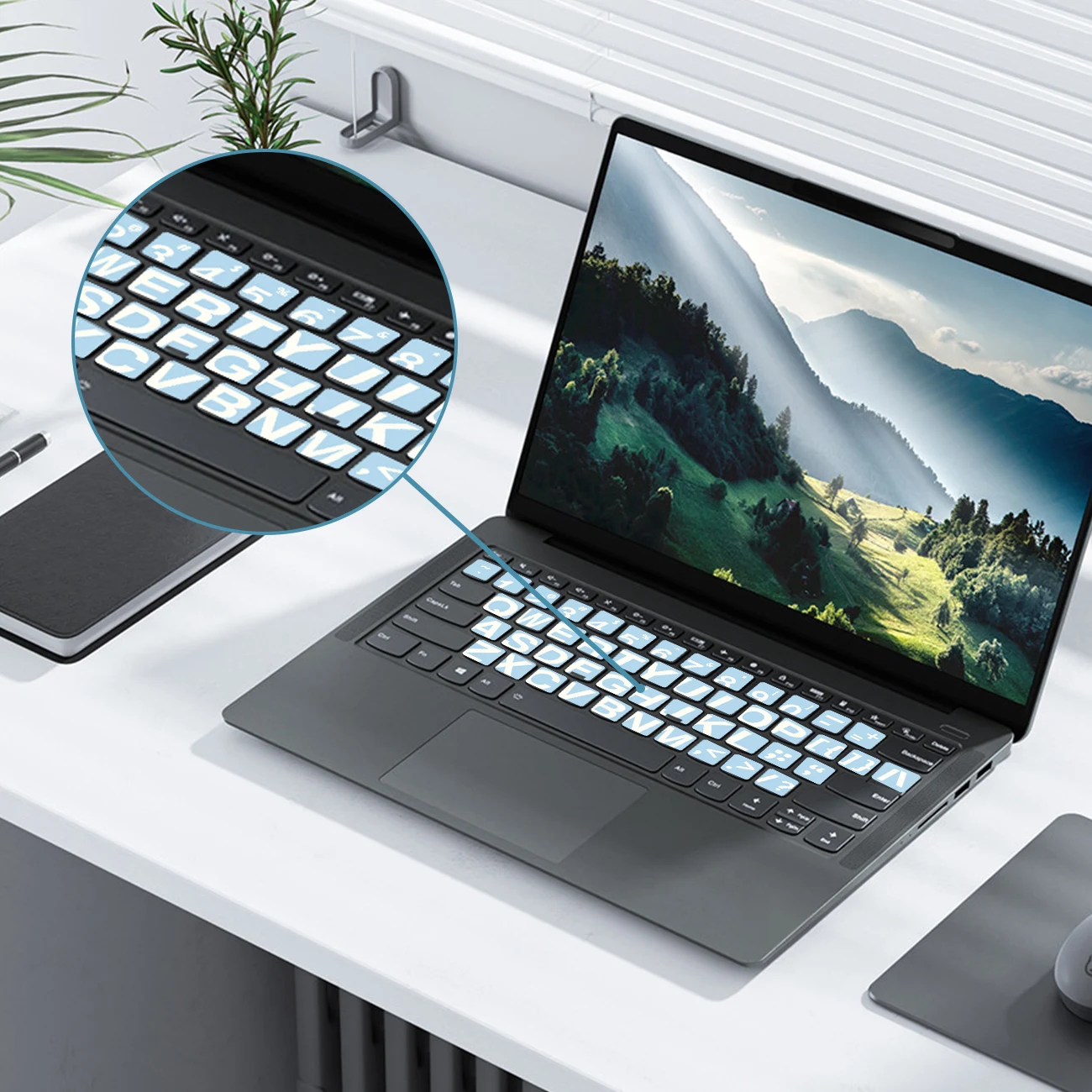 

2pcs Colorful English Keyboard Stickers - Easy to Apply, No Residue, Scratch-Resistant | For Laptop & Desktop PC Keycaps