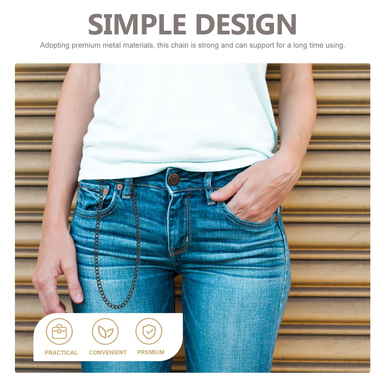 

3Pcs Pocket Watch Chain Iron Durable Pant Chain Multi-Use Decorative Chains for Wallet Jeans Accessories Pocket Watch Supplies