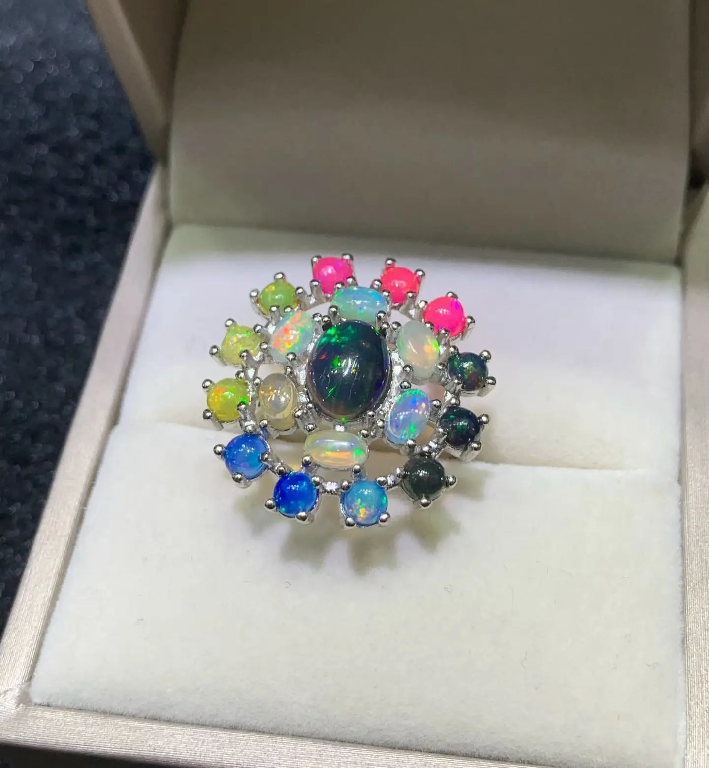 Elegant Natural Opal Rings Sterling 925 Silver Multi Color for Women Birthday Party Fine Jewelry October Birthstone - view 5
