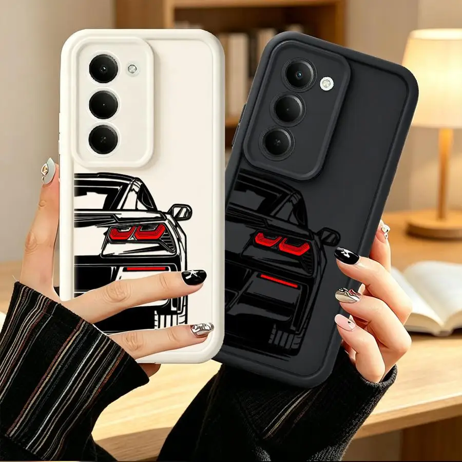 Black White Car Case for Samsung Galaxy A23 A12 A13 A15 A16 A53 A54 A51 A73 A26 A32 A34 A56 A35 A36 A71 A72 Phone Cover