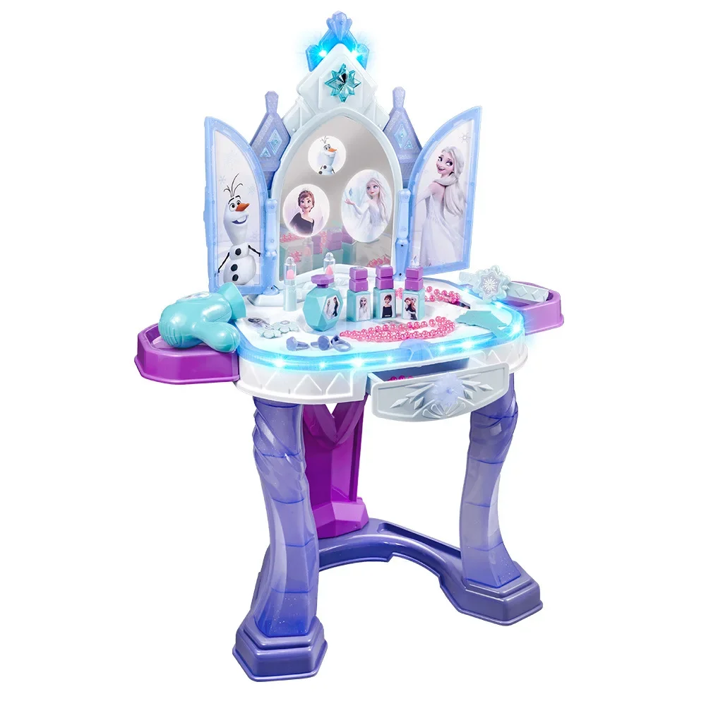 [Disney] Kids Cosmetics AIR GESTURE Frozen princess Makeup Playset lipstick ring perfume dresser dressing table for girls gift