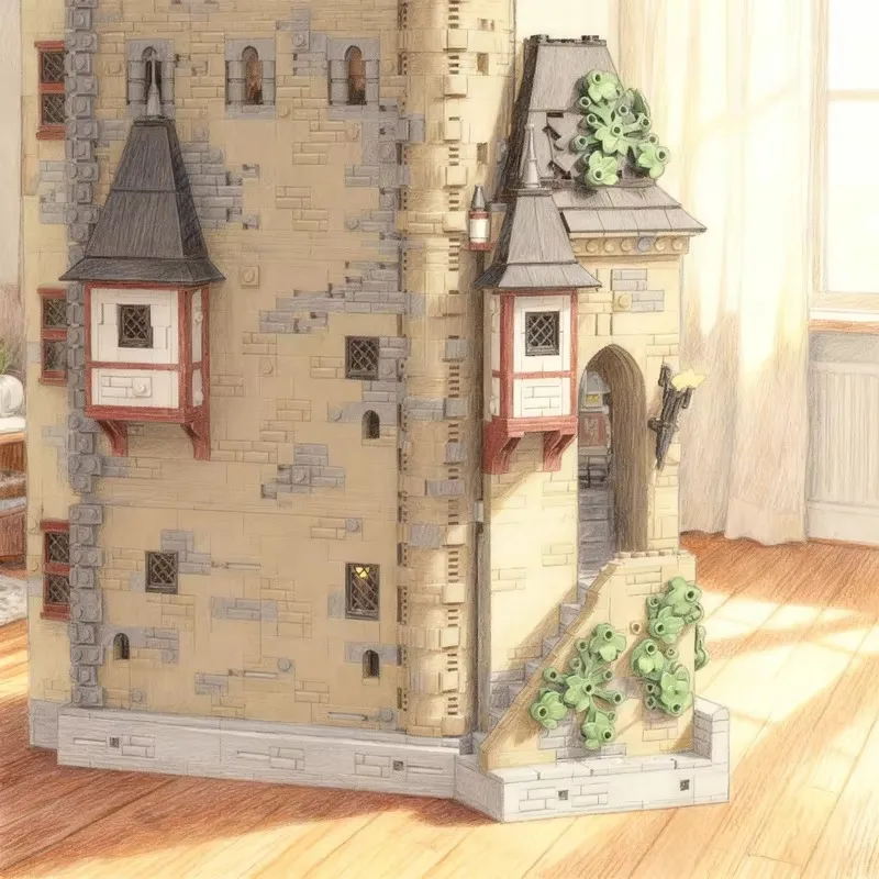2651pcs MOC Castle First Floor Courtyard - The Red Falcons' Mountain Fortress Model Building Blocks Christmas Gifts Toy Creative