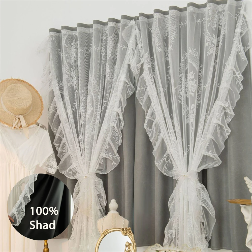 

1PC Modern Full Blackout Curtains for Living Room Double Layer Door Curtain for Doorways Ready-Made Panel Velcro Home Decoration