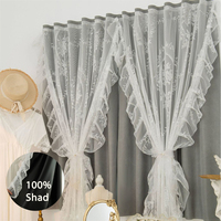 1PC Modern Full Blackout Curtains for Living Room Double Layer Door Curtain for Doorways Ready-Made Panel Velcro Home Decoration