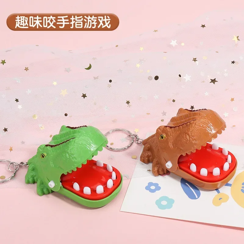 Crocodile Teeth Novelty Gag Toys For Kids Alligator keychain bite finger decompression Gags Practical Jokes children toy gift