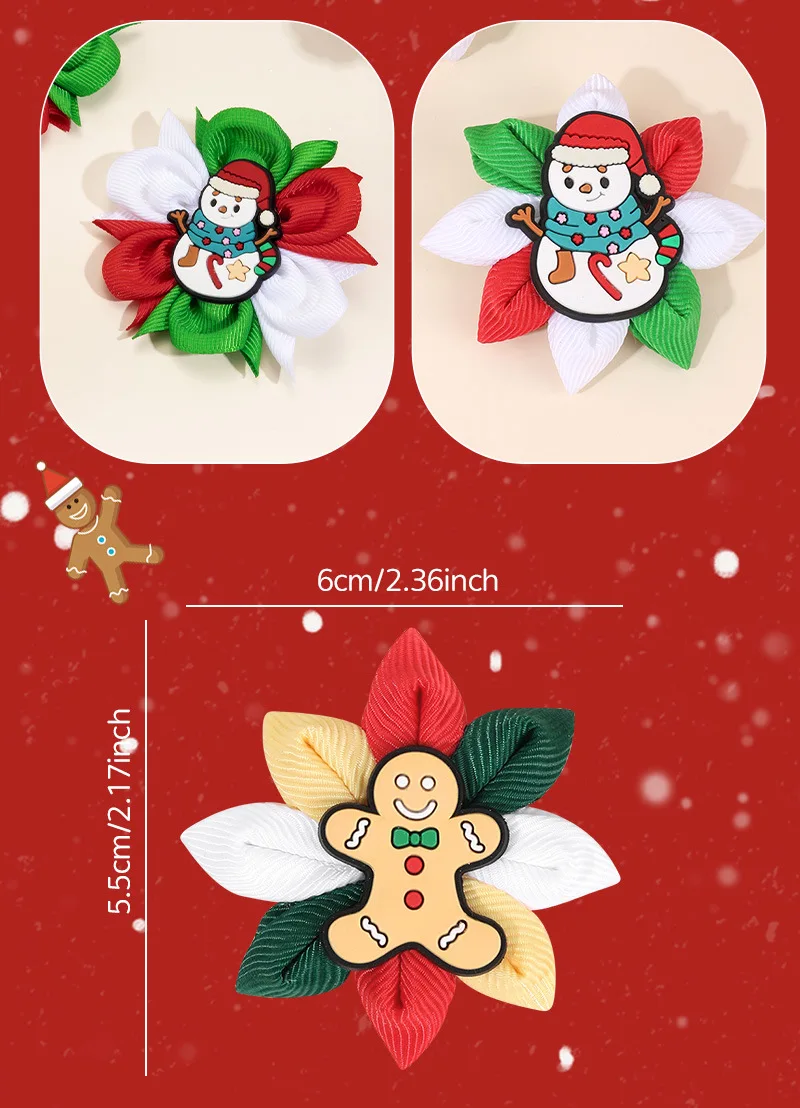 36pcs Baby Girl Christmas Hair Accessories Hair Bows Clips Tree Santa Gingerbread Man Hairpins Barrettes for Kids