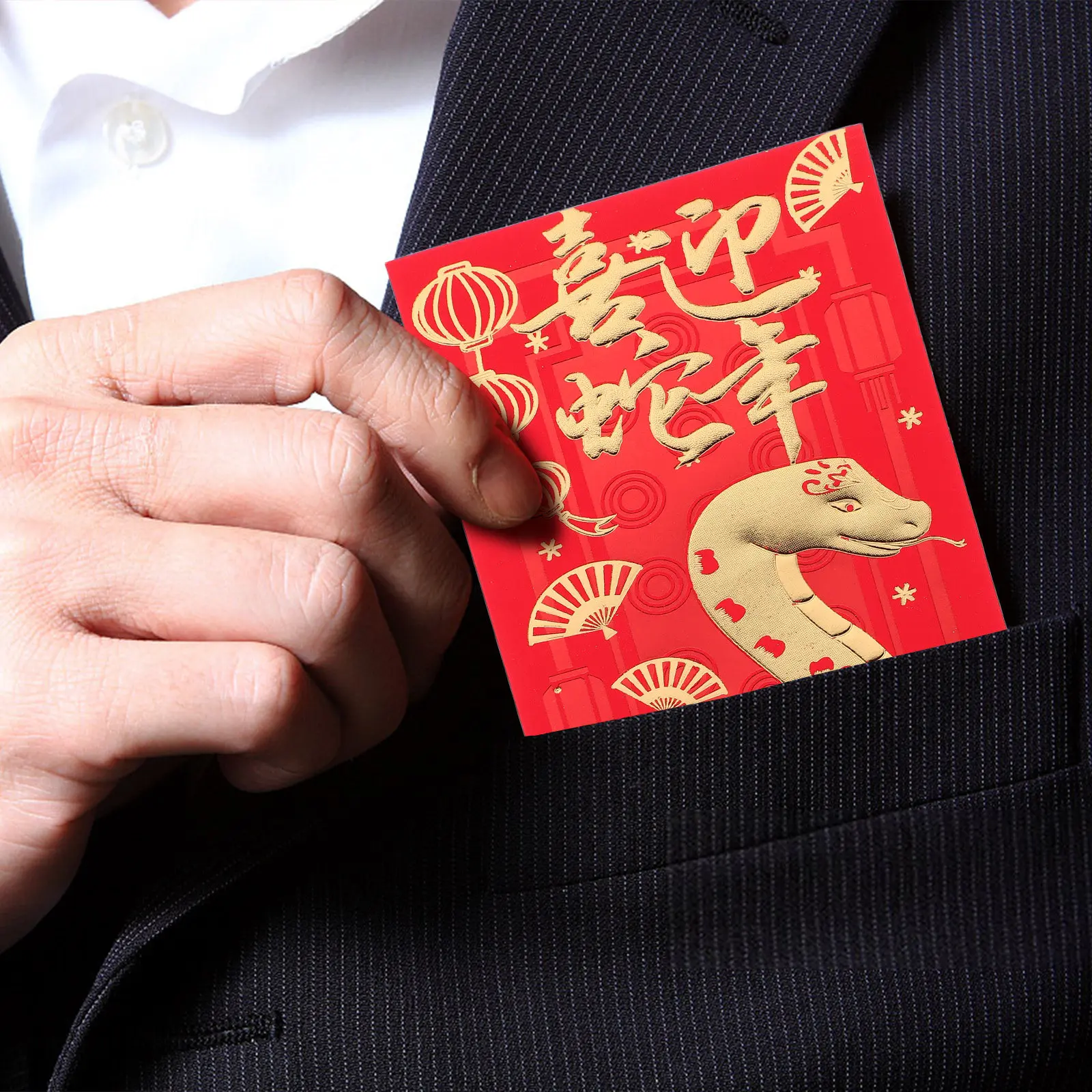 12Pcs Red Envelopes for Chinese New Year 2025 Snake Theme Gold Foil Print Hongbao Festive Lucky Money Pockets Small Compact Red