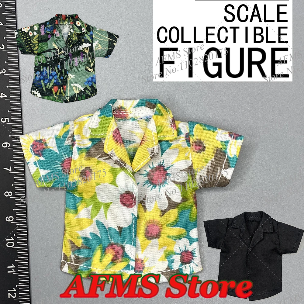 1/12 Collectible Figure T Shirt Trend Print Hawaiian Blouses Short Sleeve  Loose Tops Fit 6inch Men Soldier Action Figure Body