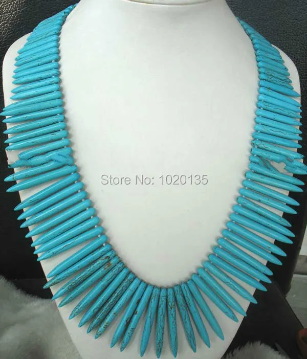 

green howlite turquoise necklace graduated bullet 18inch wholesale beads 20-50mm