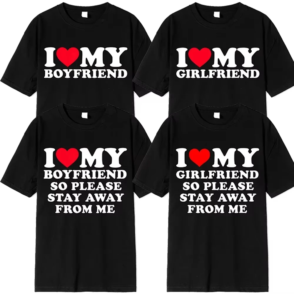 

Valentine's Day T Shirts I Love My Boyfriend Clothes I Love My Girlfriend T Shirt Women Men Valentine's Day Couple Gift Tee Tops