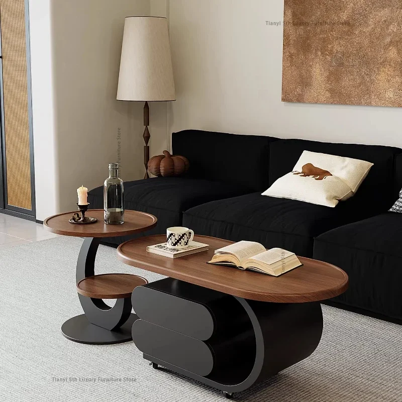 Mid Century Style Advanced Coffee Table Modern Living Room Creative Movable Oval Coffee Table Home Furniture Mueble Salon FYCT