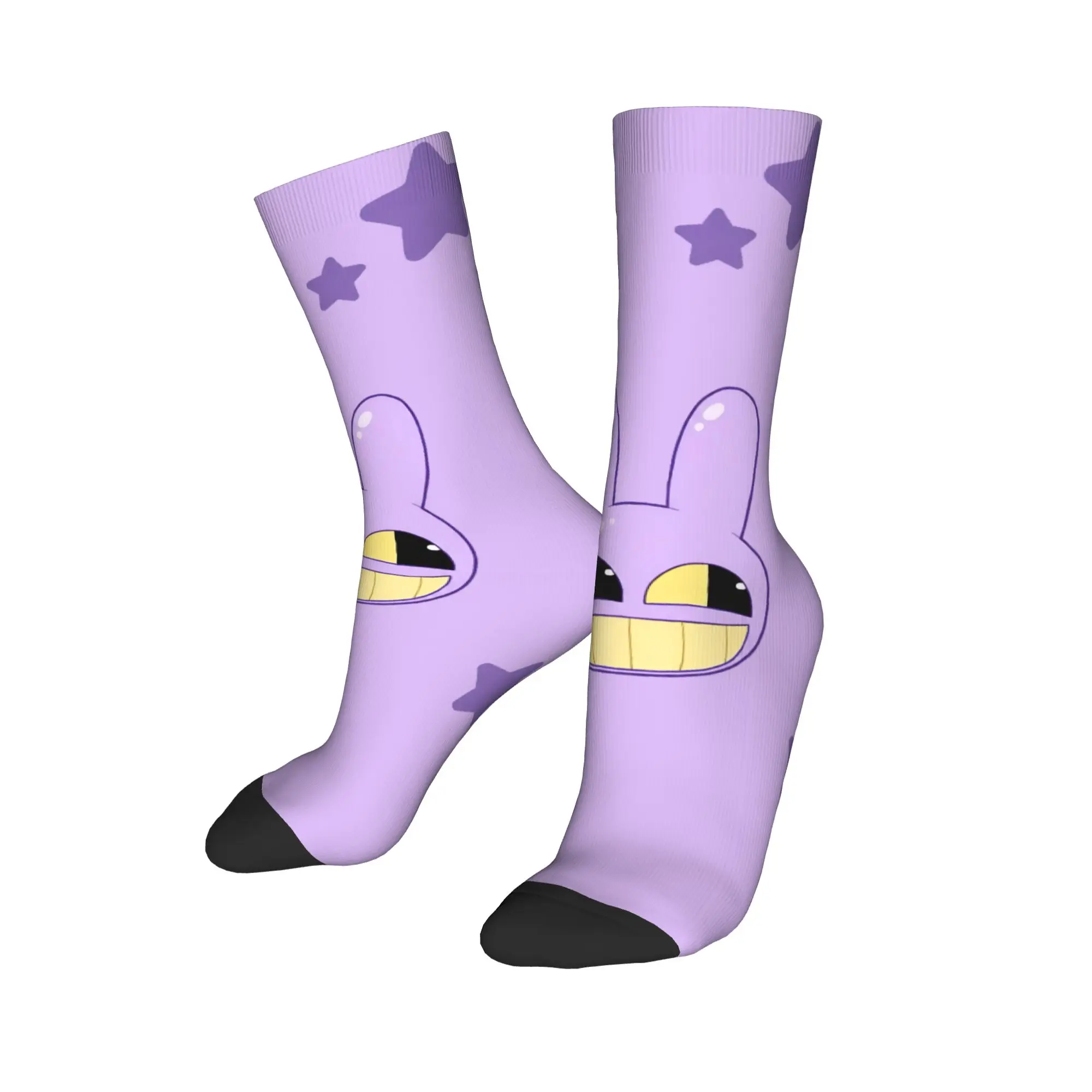 Casual Jax Cartoon Digitals Circus Football Socks  Polyester Middle Tube Socks for Unisex Sweat Absorbing