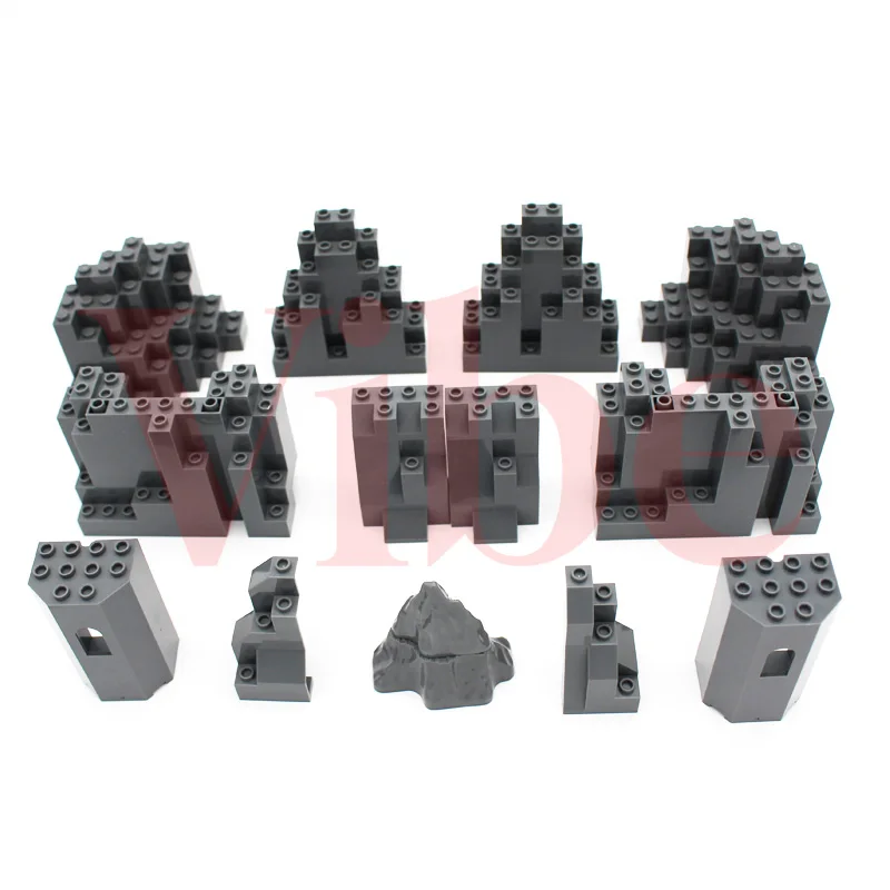 MOC Bricks Castle Mountain Rockery Set - 5pcs Compatible with Children's Garden Toys Size Ideal for Building Castles