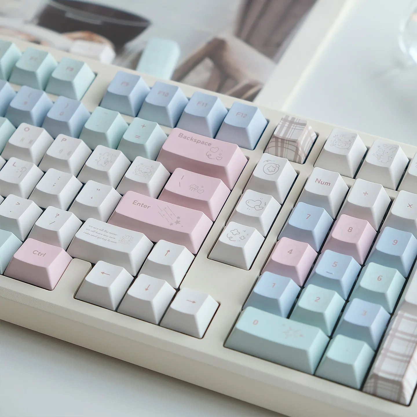 MAIMOOO Cheese Bunny Keycap Cherry MOA Profile PBT Thermal Sublimation Custom Cute Rabbit Korean Keycaps for Mechanical Keyboard