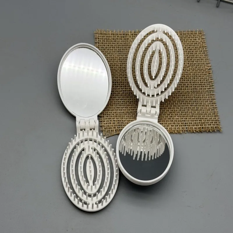Simple Miffy Rabbit Sweet Cute Creative Cartoon Pattern Peripheral Fashionable Small Portable Folding Mirror Massage Airbag Comb view 4