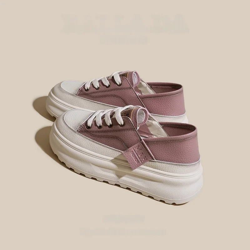

Popular Breathable One Pedal White Shoes for Women 2025 Spring Summer New Summer Thick-Soled Thin Sneakers Summer