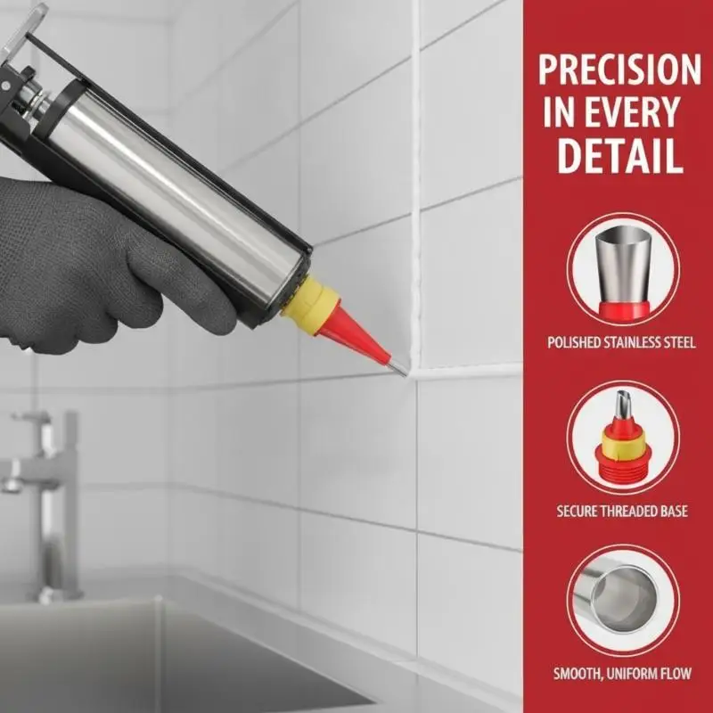 Rustproof Stainless Steel Caulking Nozzle Set Professional Silicone Sealant Applicator Tools for Bathroom Kitchen Renovation