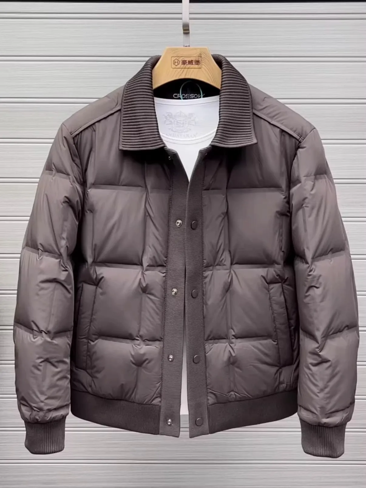 Fall Winter Men's White Duck Down Jacket Fashion Luxury Letter Print Patchwork Stand Up Thick Warm Down Jacket Male Outwarer