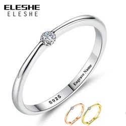 Eleshe authentic 925 anéis de prata esterlina redonda zircônia cristal anéis de dedo para o casamento feminino jóias de prata originais