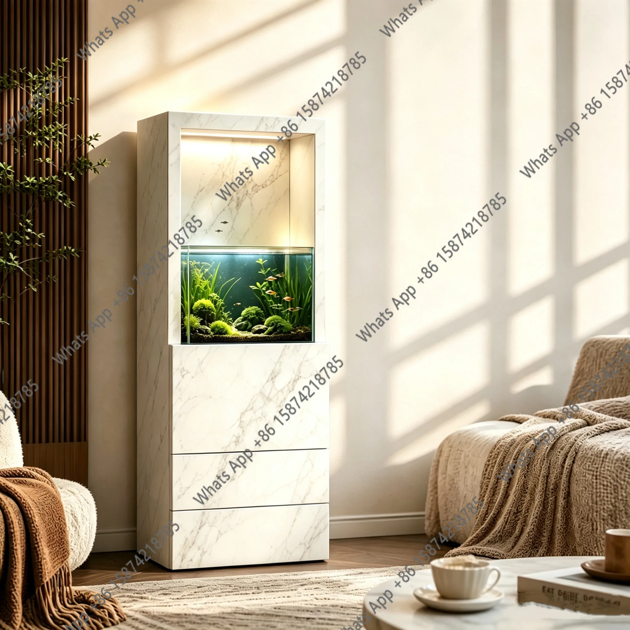 

New fish tank integrated ultra-white glass bottom filter landscaping floor living room household vertical aquarium