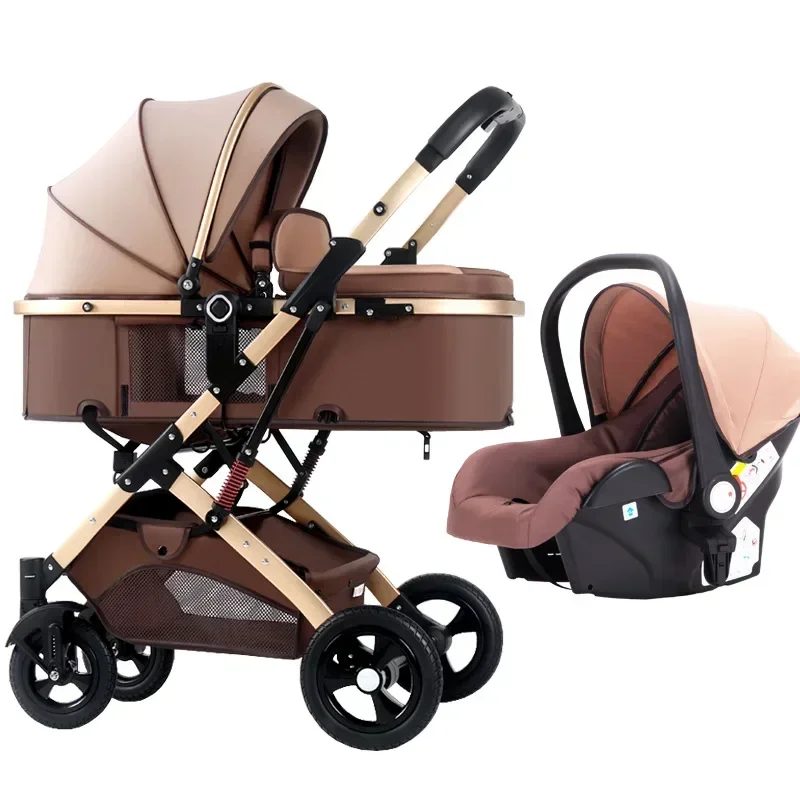 Basket Baby Stroller Can Sit and Lie Down, Lightweight, Two-way, High Landscape Folding, Shock-absorbing, Newborn Baby Stroller