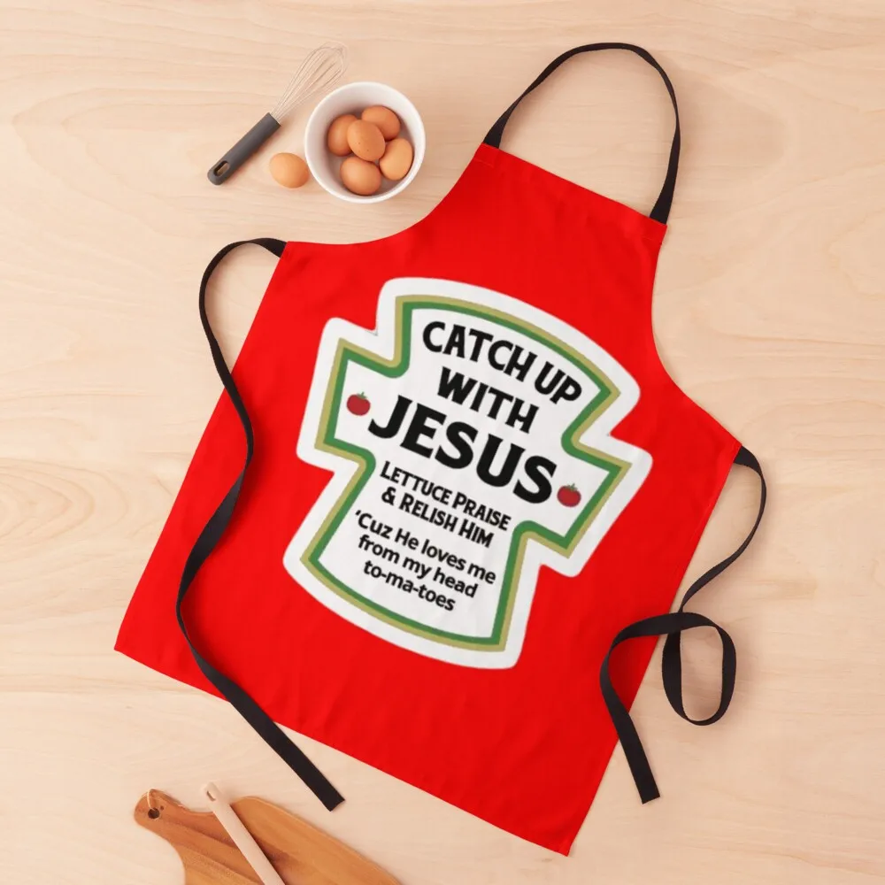 

catch up with jesus, funny christian quote Apron Kids Women's Dress Kitchen on the wall House Things For Home And Kitchen Apron