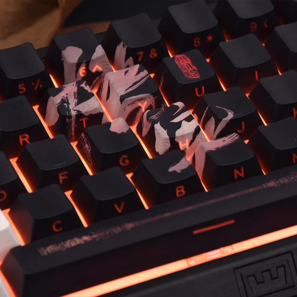 Imagem -04 - Anime Gameing Preto Mito Wukong Cherry Perfil Keycaps Cap Teclado Mecânica Pbt Dye Sub Jogo Switch mx 130 Chaves